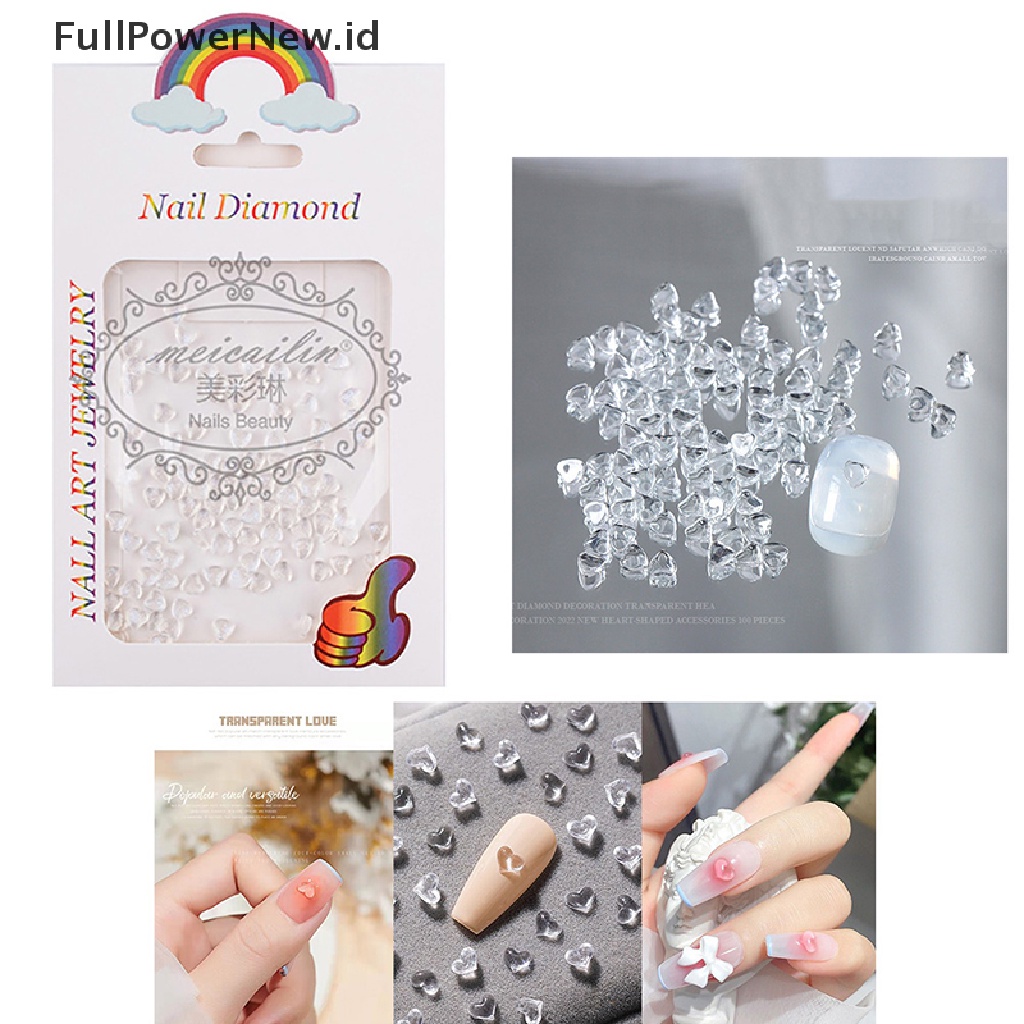 Power 100pcs Pesona Kuku 3D Nail Art Resin Nails Rhinestones Decals Untuk Kuku DIY ID