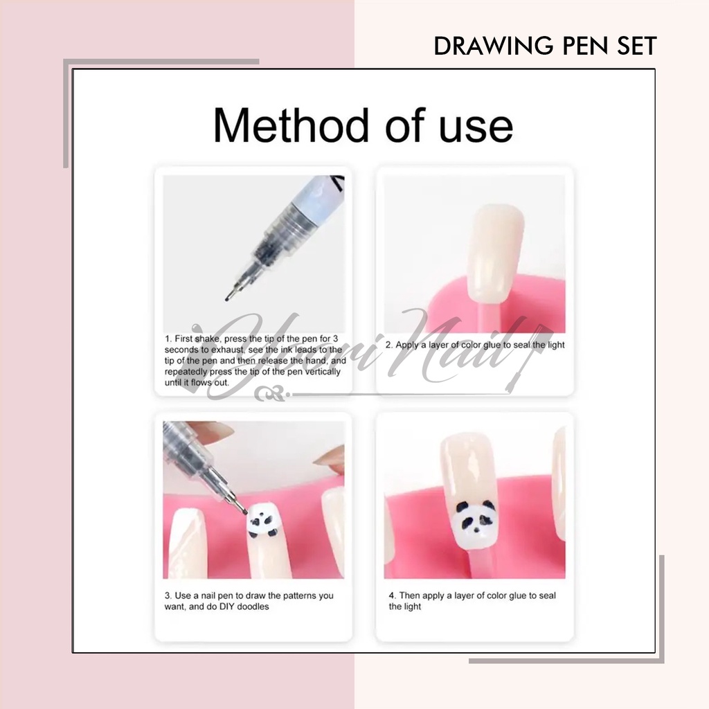 Drawing pen set painting gel drawing nail art pen lukis nailart dekorasi