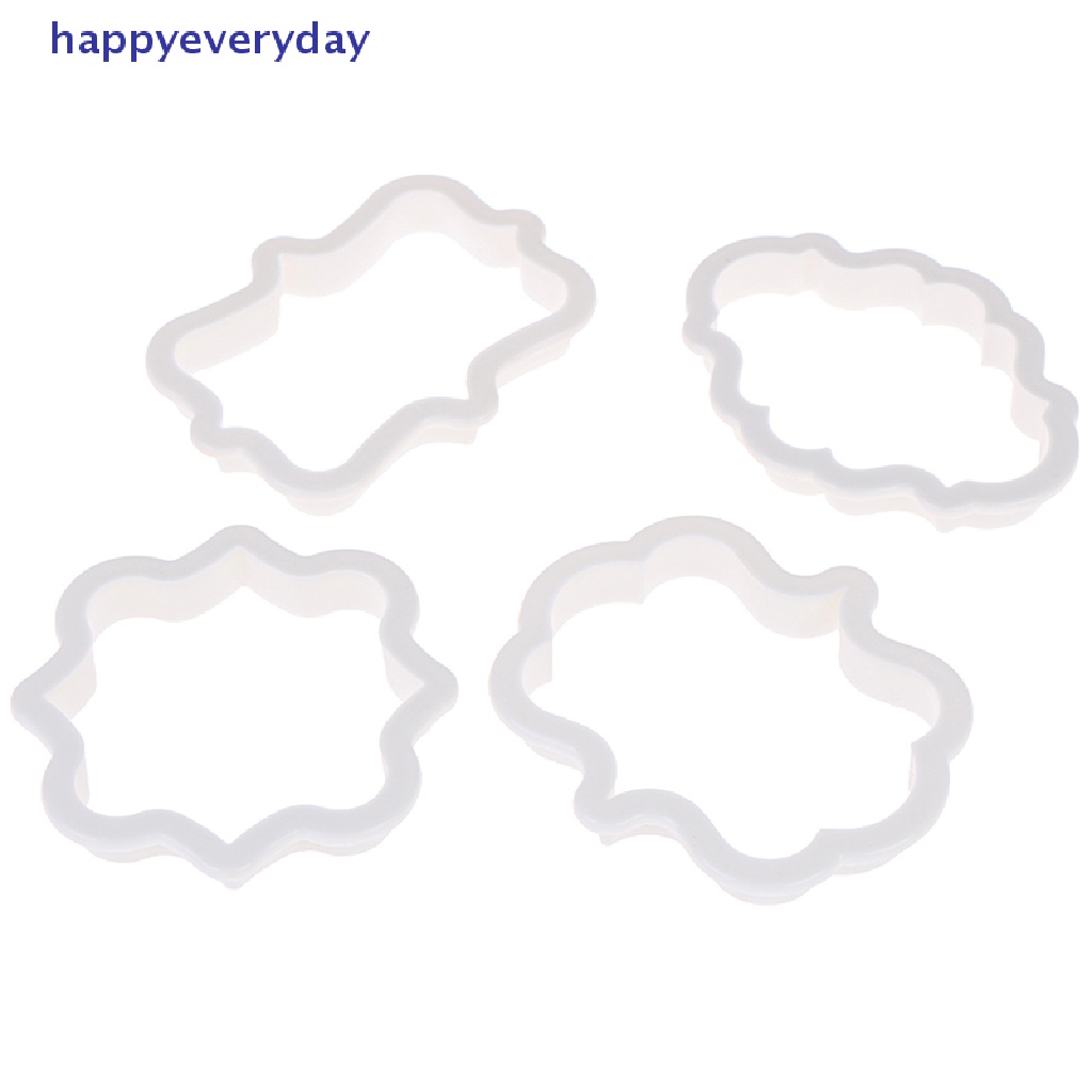 [happy] 4pcs vintage plaque frame cookie cutter set Pemotong Biskuit Plastik Alat Kue [ID]