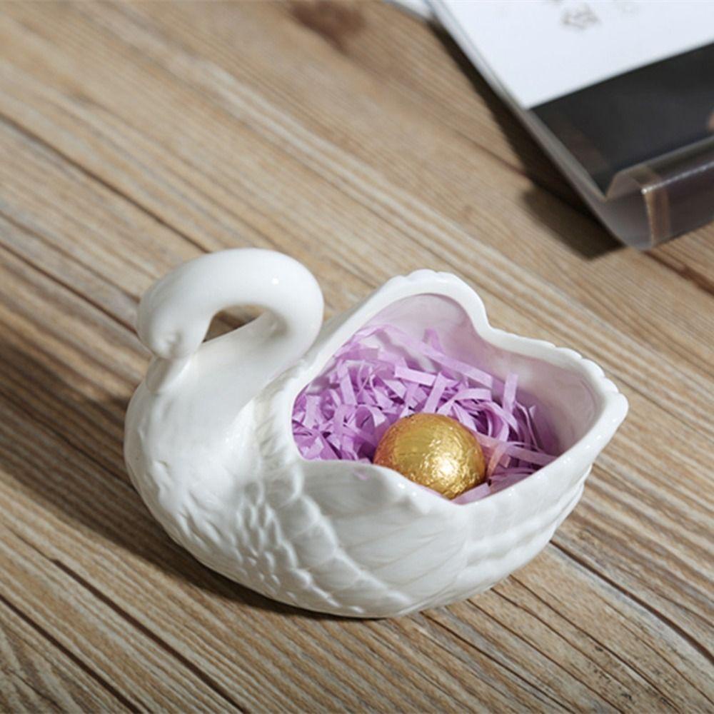 [Elegan] Pot Bunga Putih Miniatur Hiasan Cantik Swan Dekorasi Rumah Kotak Penyimpanan