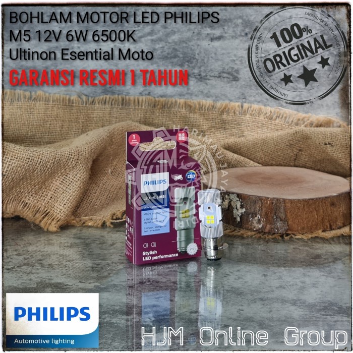 Terlaris Bohlam Lampu Depan Motor Led M5 H6 12V Kaki 1 Putih Philips Original