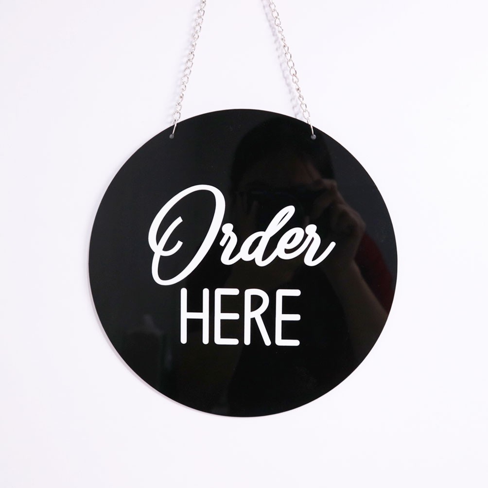

Sign Akrilik Order Here Acrylic Signage Pesan Disini Label Order Acrilic Sign Board Gantungan Dinding Toko Restoran Cafe