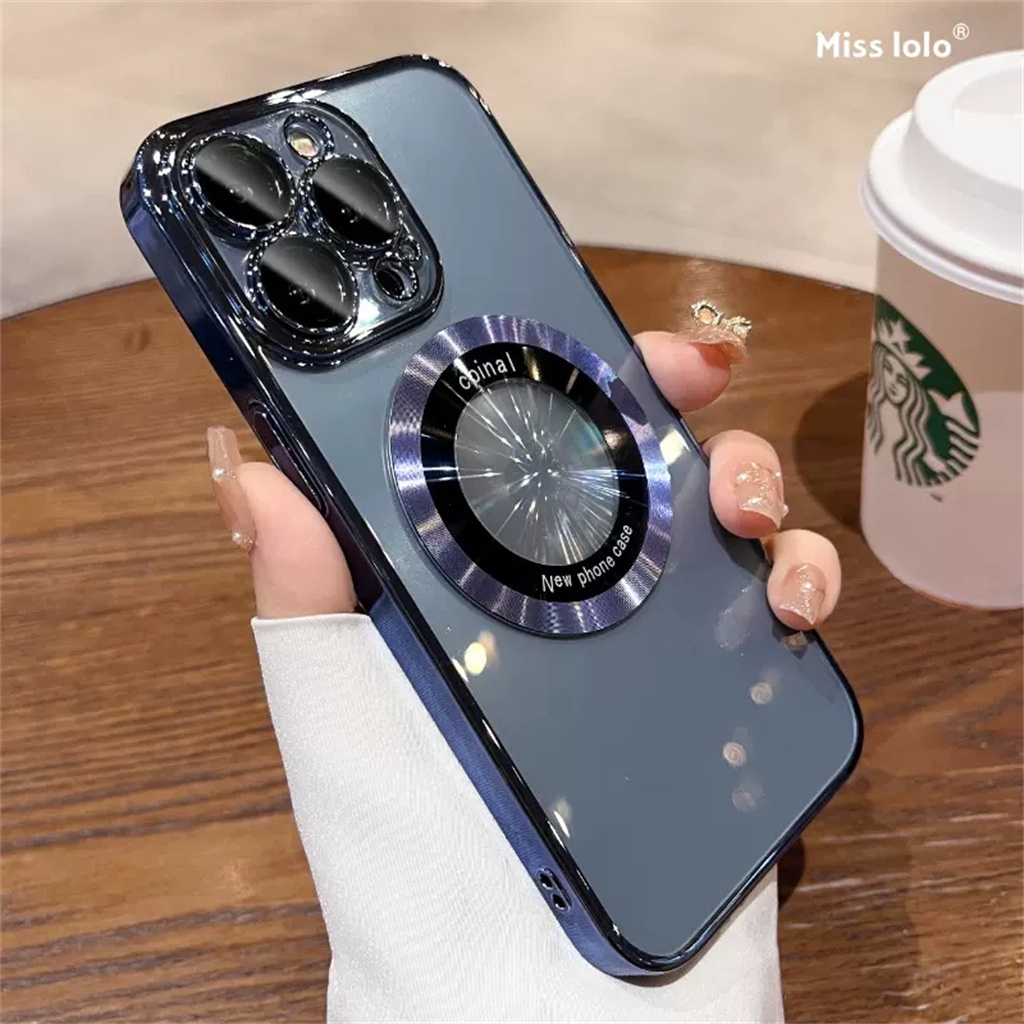 Cincin Magnetik Logam Mewah Untuk case iPhone 11 Pro Max case iPhone 14 12 13 Pro Max case 14 Promax Dengan Perlindungan Kamera Penutup Lensa Bening shockproof hard case