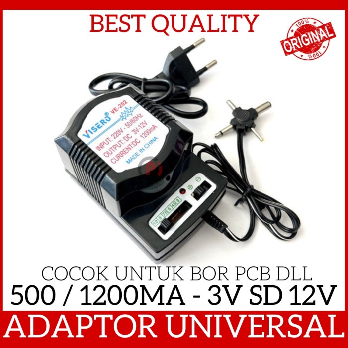 Adaptor Multi Volt 3 Volt sampai 12V 500 / 1200mA Cocok Untuk Bor PCB