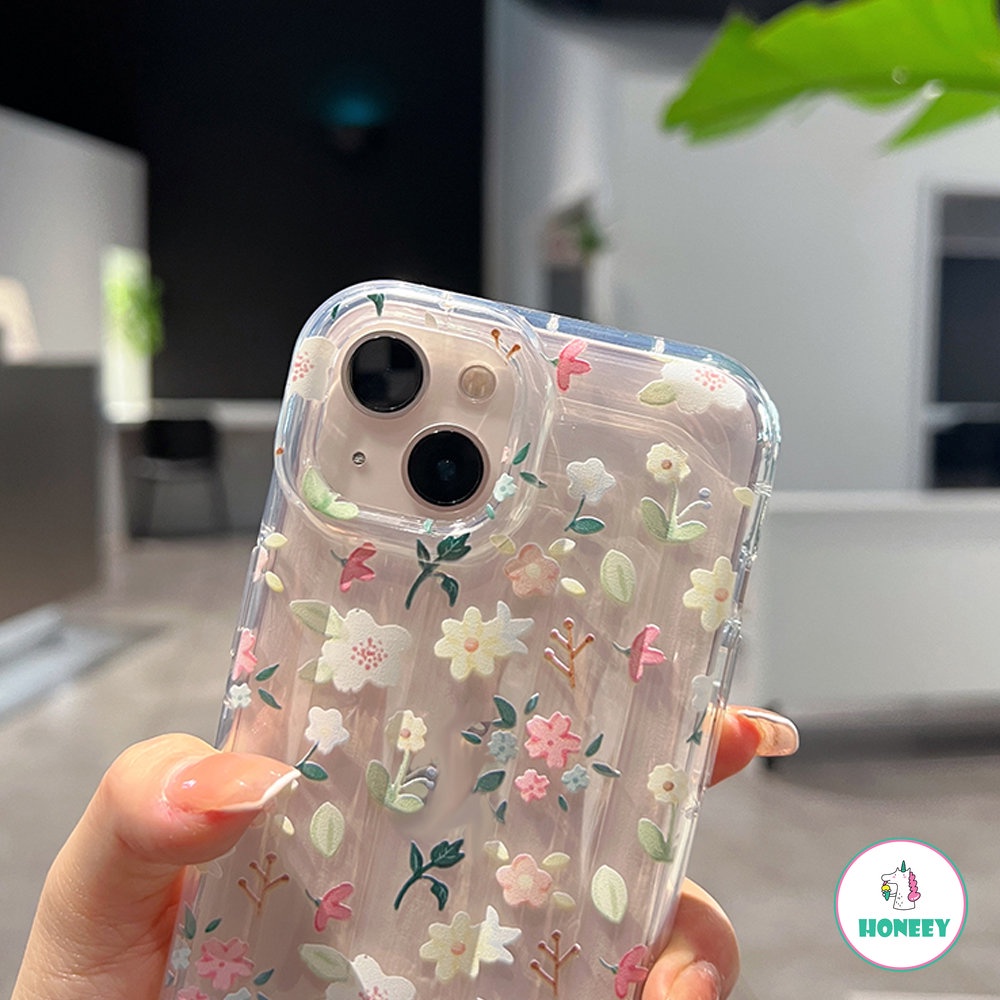 Untuk iPhone 14 Pro Max Flowers Case iPhone11 12 14 13 Pro Max Bantal Udara Shockproof Lembut Bumper Ponsel Case Cover