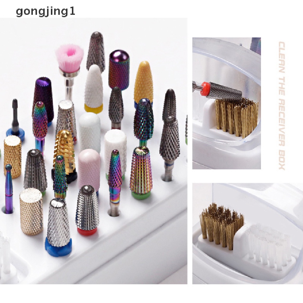 Ggg 30lubang Dudukan Mata Bor Paku Acrylic Nail Drill Bits Storage Nail Tools W ID