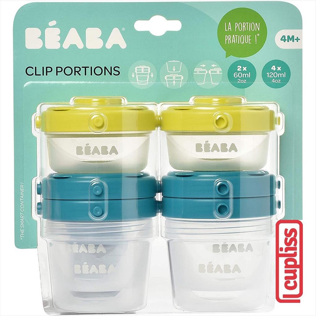 BEABA Set 6 Portions Clip 121158 60 ml n 120 ml Blue Green