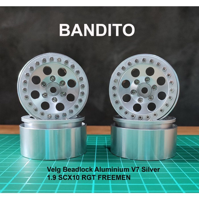 Bandito Velg Beadlock Aluminium V7 Silver 1.9 SCX10 RGT FREEMEN