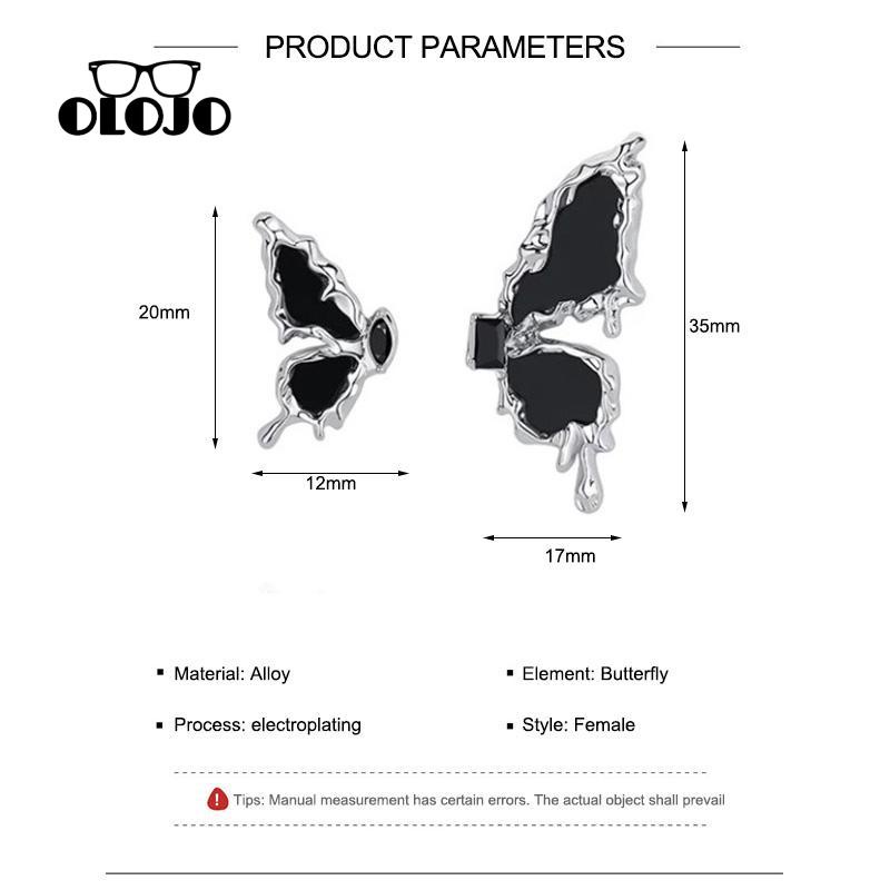 【COD】Anting Kupu-Kupu Gelap S925 Perak Manis Keren Asimetris Anting Kupu-Kupu Desain Perempuan Rasa Kepribadian Anting