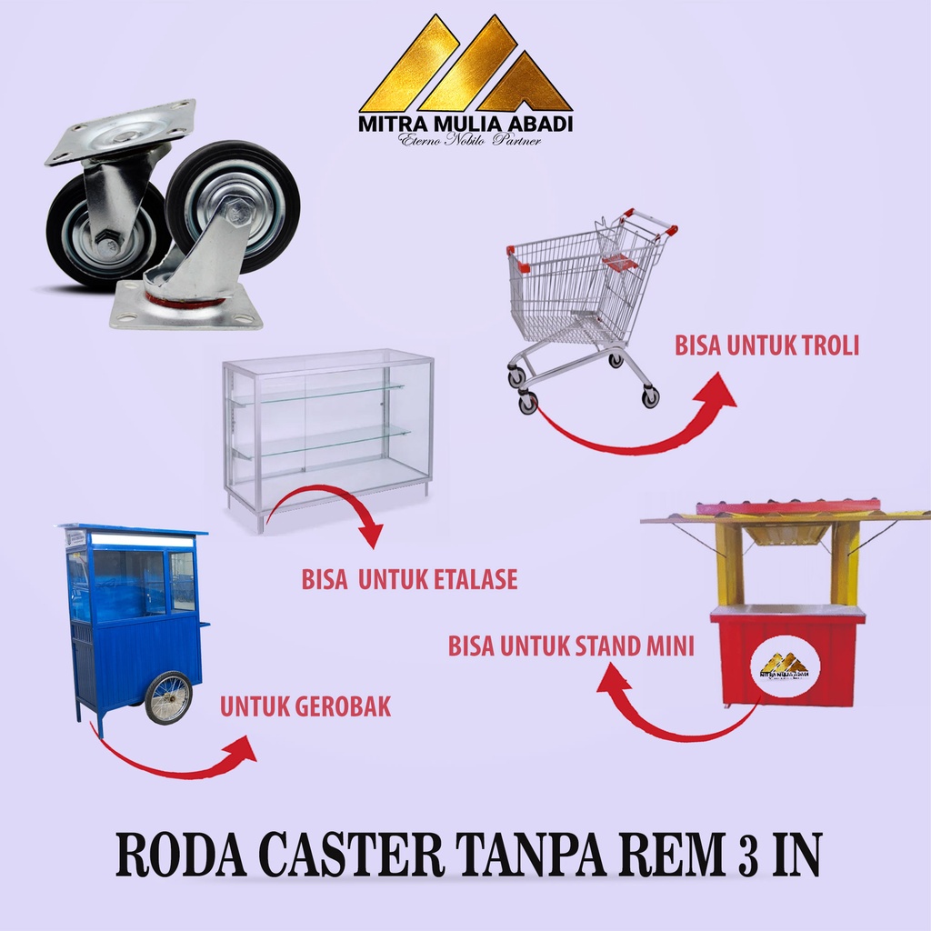 Roda  Kaster/Kastor 3 Inci TEBAL Tanpa Rem SERBAGUNA PER 4PCS