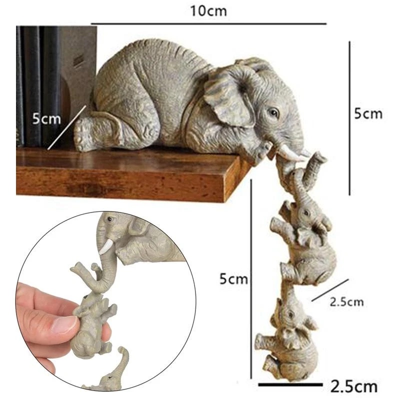 Ready Stock Resin Craft 3-piece Elephants Mother Gantung 2-Babies Figurine Dekorasi Ruang Tamu