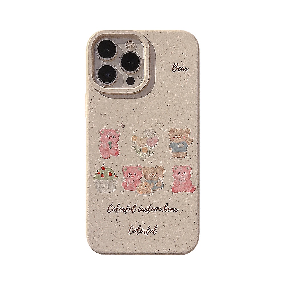 Ins Lucu Beruang Keju Kartun Kerang Keras Film Fotografi Case Untuk Iphone SE 2020 7 /8 Plus 14x XR XM 11 12 MINI 13 PRO MAX Casing Cover Pelindung AT0134