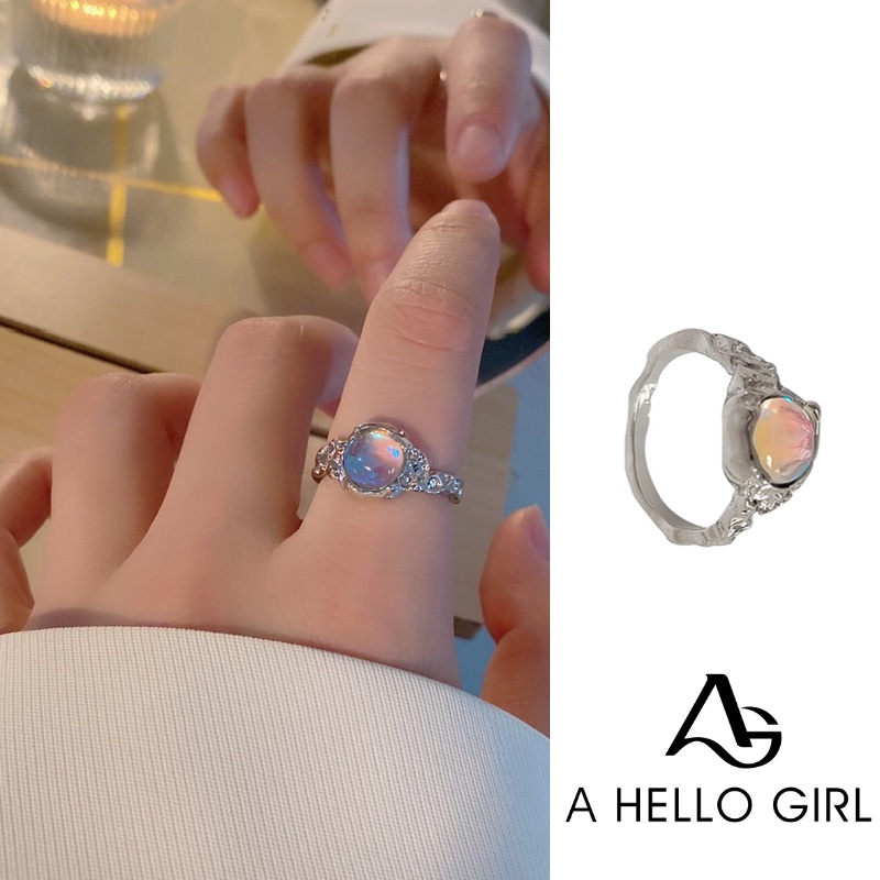 Cincin Jari Telunjuk Model Terbuka Bentuk Lingkaran Geometris Aksen Kristal Gaya Korea Untuk Wanita