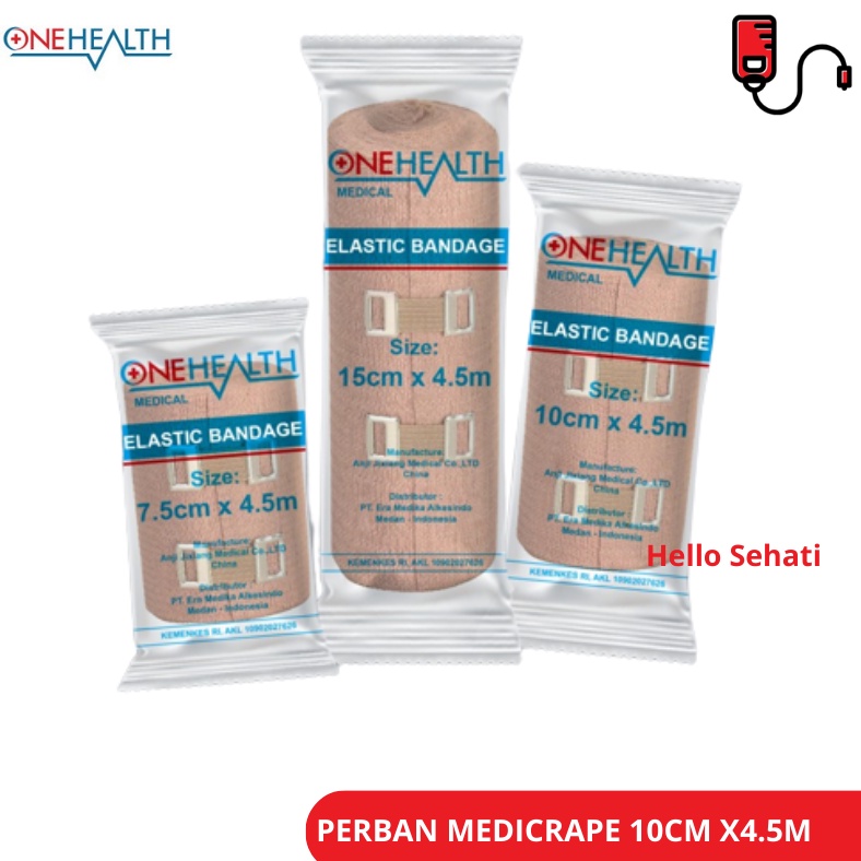 Onehealth Perban Gulung Elastic Elastis Bandage Medicrape Medis Engkel Kaki 7,5x4.5