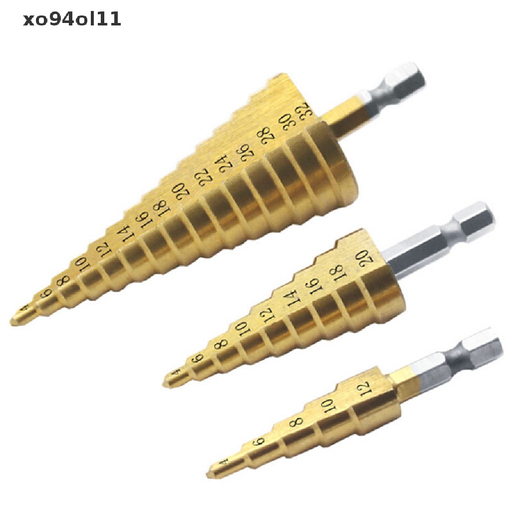 Xo Besar HSS Steel Step Cone Drill Titanium Bit Set Pemotong Lubang 4-12/20/32mm OL