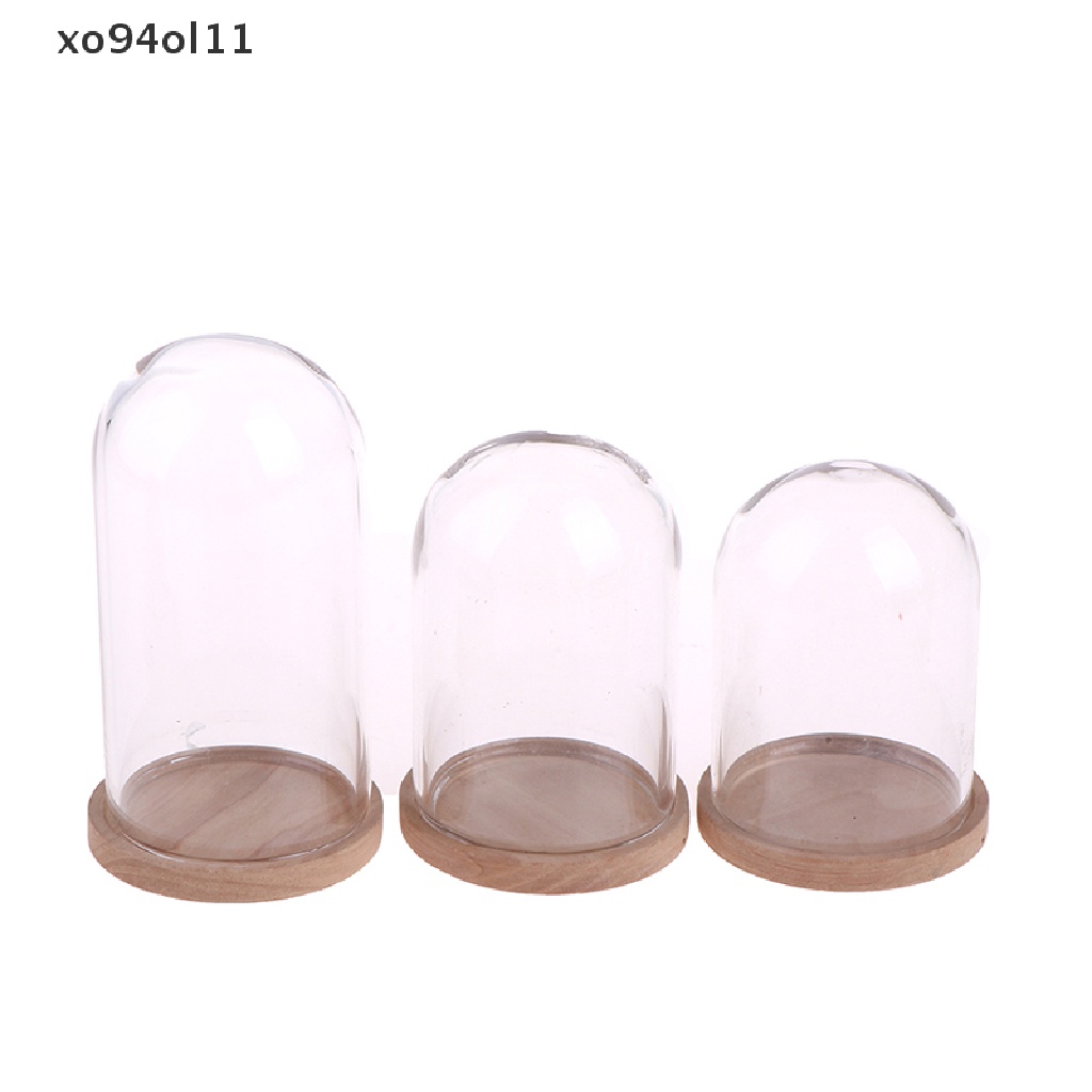 Xo 1:12rumah Boneka Miniatur Dekorasi Pajangan Bunga Pajangan Kaca Bell Toples Dengan Alas OL