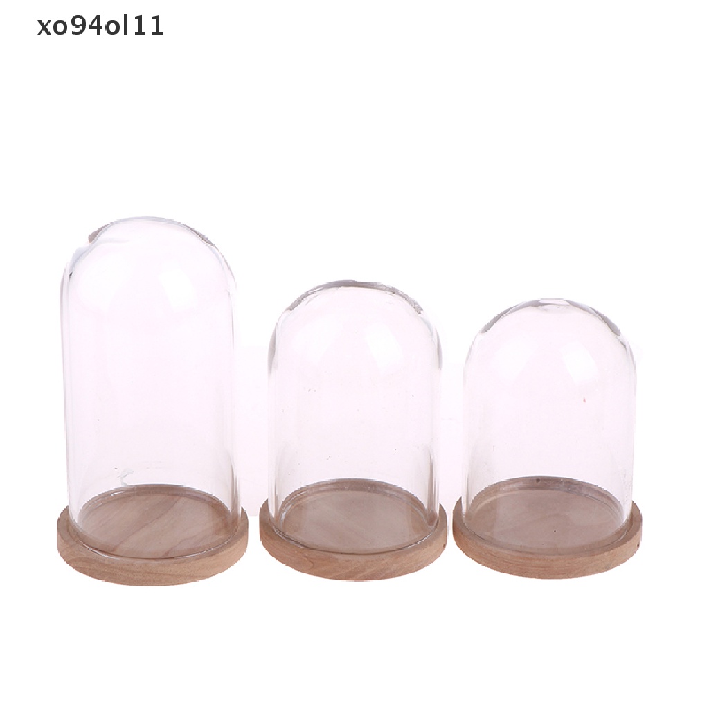 Xo 1:12rumah Boneka Miniatur Dekorasi Pajangan Bunga Pajangan Kaca Bell Toples Dengan Alas OL