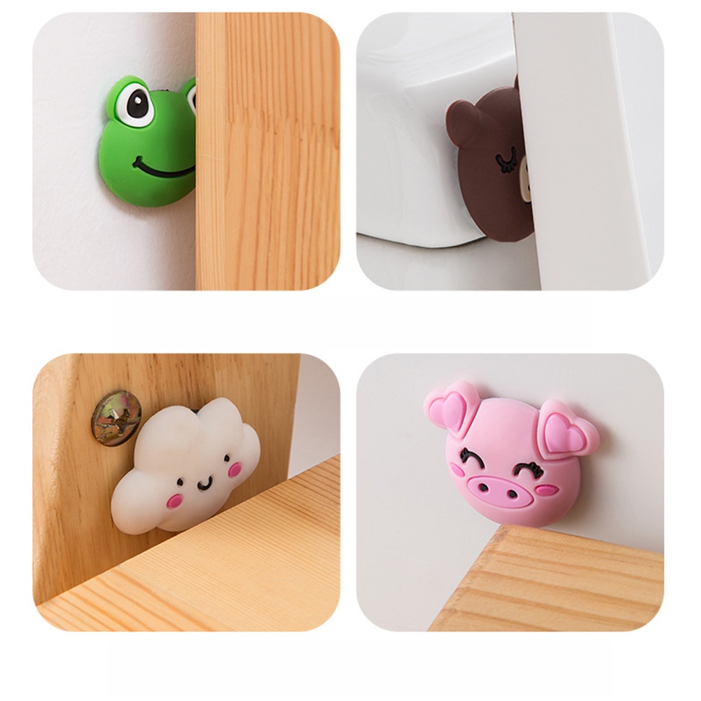 Kartun Door Bumper Silent Protector Cute Stopper Perekat Diri Motif Beruang Kelinci Pelindung Dinding