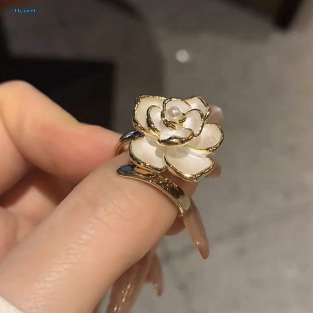 Lilyscent Cincin Jari Telunjuk Ringan Aksesori Perhiasan Dekorasi Bunga Knuckle Ring Electroplating