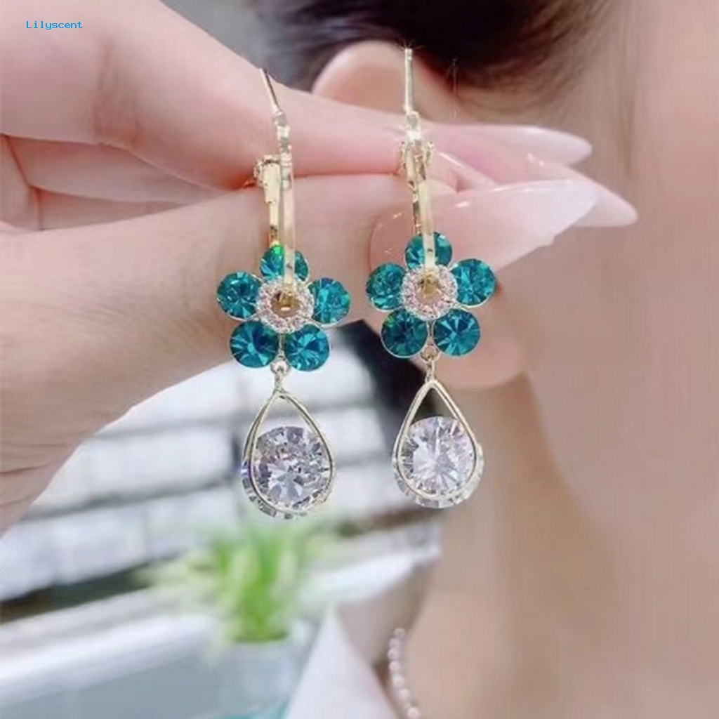 Lilyscent 1pasang Anting Drop Kokoh Aksesoris Pesta Tetes Air Stud Earrings Halus