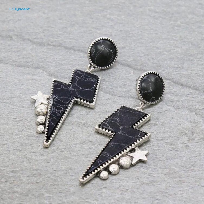 Lilyscent 1pasang Anting Menjuntai Menawan Aksesoris Kostum Berlebihan Anting Bintang Berujung Lima Electroplating