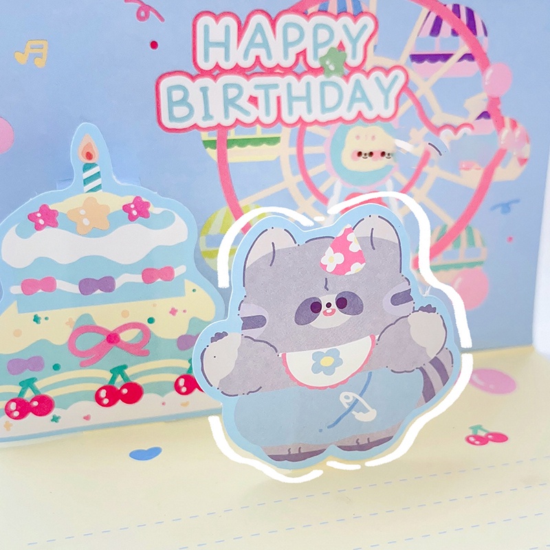 Kreatif 3D Pop-up Happy Birthday Gift Card Anak Kartu Ucapan Ulang Tahun Kartun Yang Indah