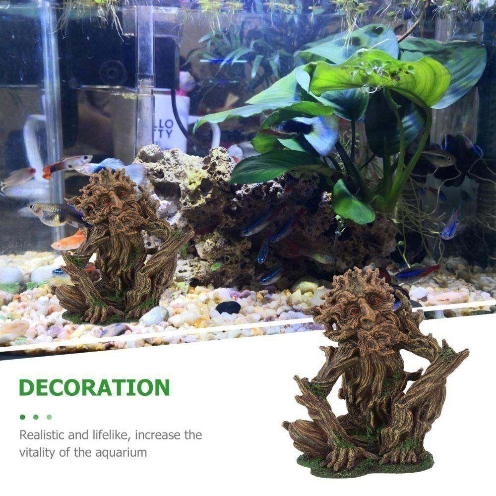 [Elegan] Fish Tank Landscape Ornamen Resin Hiding Cave Fish Tank Decor Simulasi Pohon Setan Fish Rest Aksesoris Lansekap