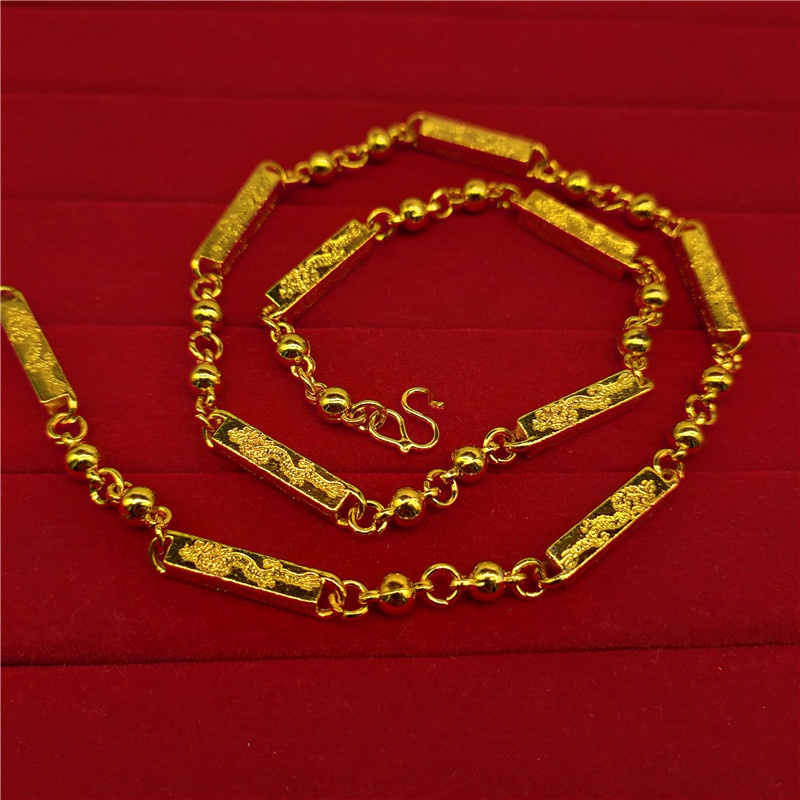 Kalung Hip Hop Emas Imitasi Tinggi Vietnam Lokal Tirani Emas Pria 18 K Berlapis Emas Galvanis Alloy Pasir Gold Necklace