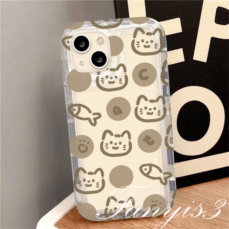 Redmi A1 Plus 10C 10A 10 9 9A 9C 9T Note 11 Pro+ 11s 11 10s 10 9s 9 Pro Poco X3Pro X3NFC Mi 11 Lite Casing Ponsel Sabun Kucing Dan Ikan Kecil Bening TPU Soft Cover