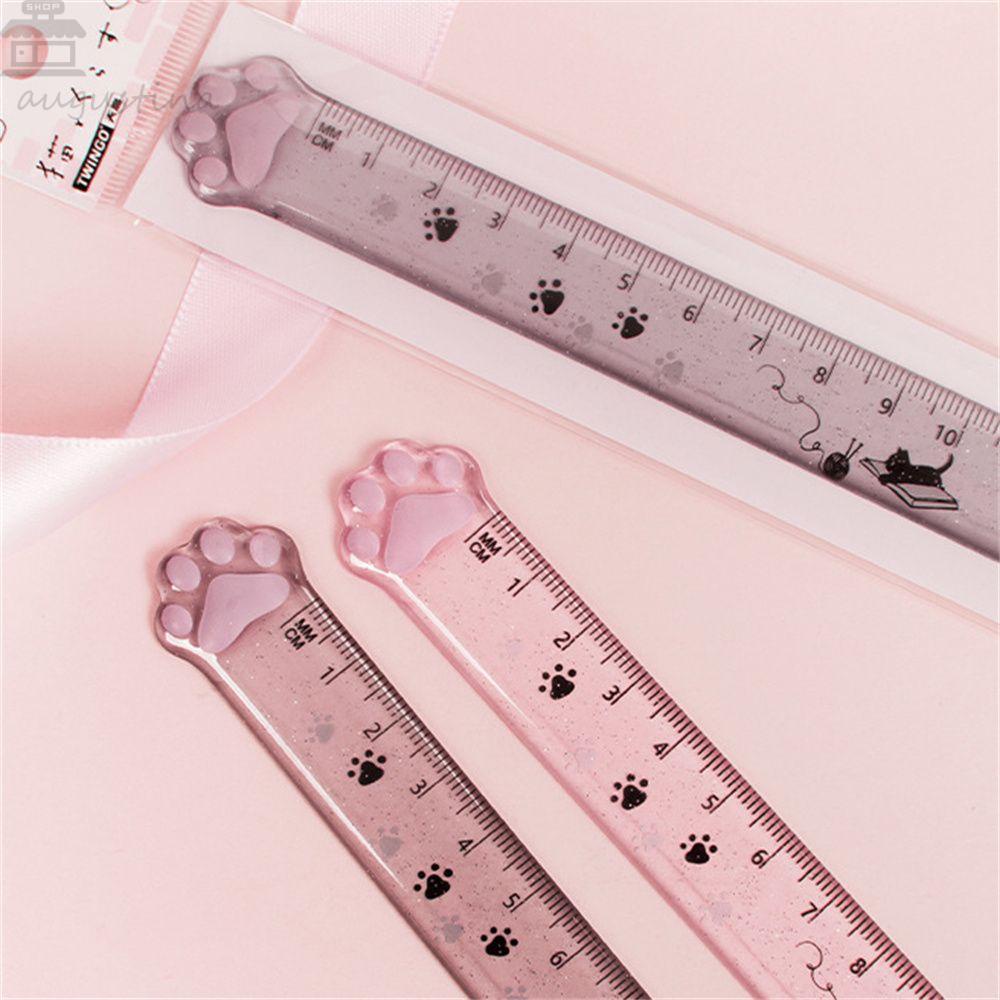 Penggaris Lurus Agustina Kawaii Lucu 15cm Plastik Hadiah Anak Lukisan Cats Claw Ruler