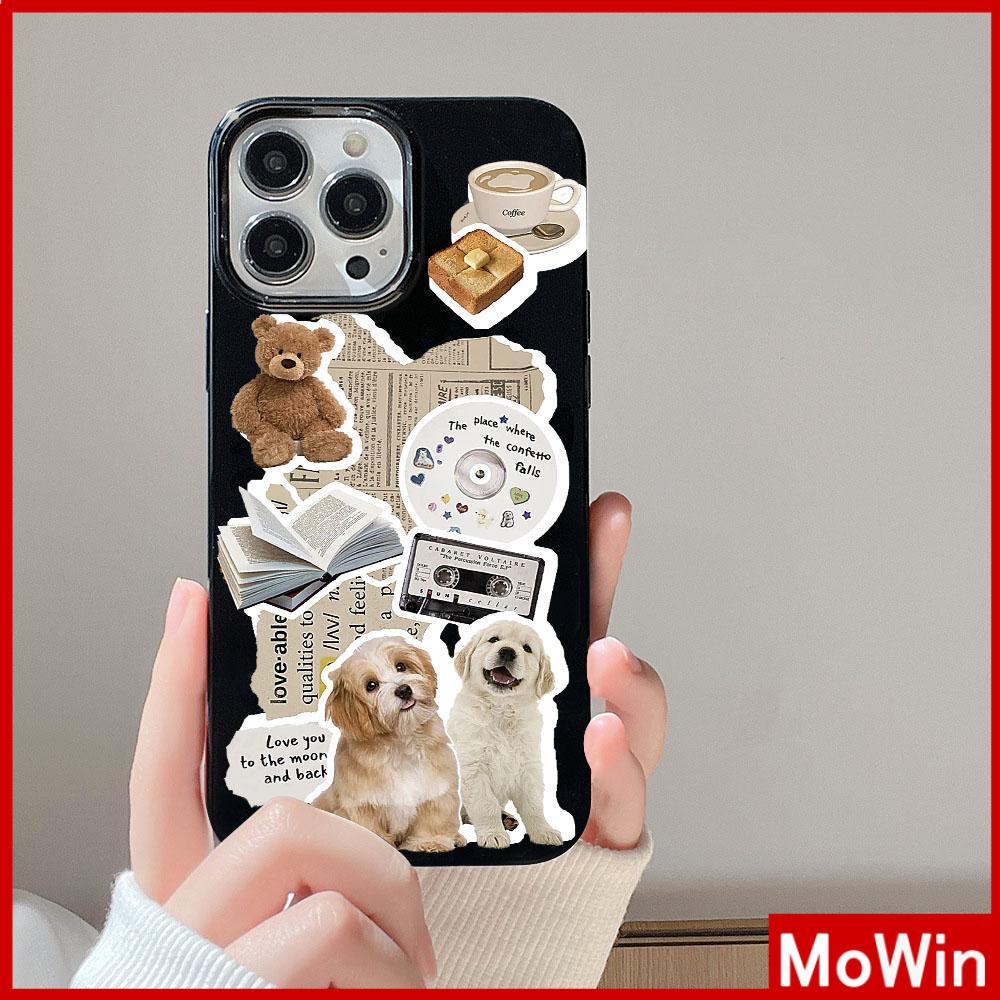 For iPhone 14 Pro Max iPhone Case Black Glossy TPU Soft Case Shockproof Protection Camera Cute Bear Puppy Compatible with iPhone 13 Pro max 12 Pro Max 11 xr xs max 7Plus 8Plus