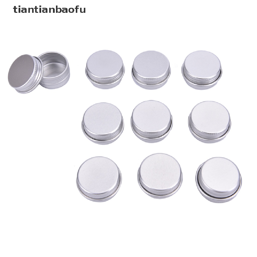 [tiantianbaofu] 10pcs Toples Kaleng Aluminium 5ML Untuk Cream Balm Kuku Wadah Kosmetik Kotak Butik