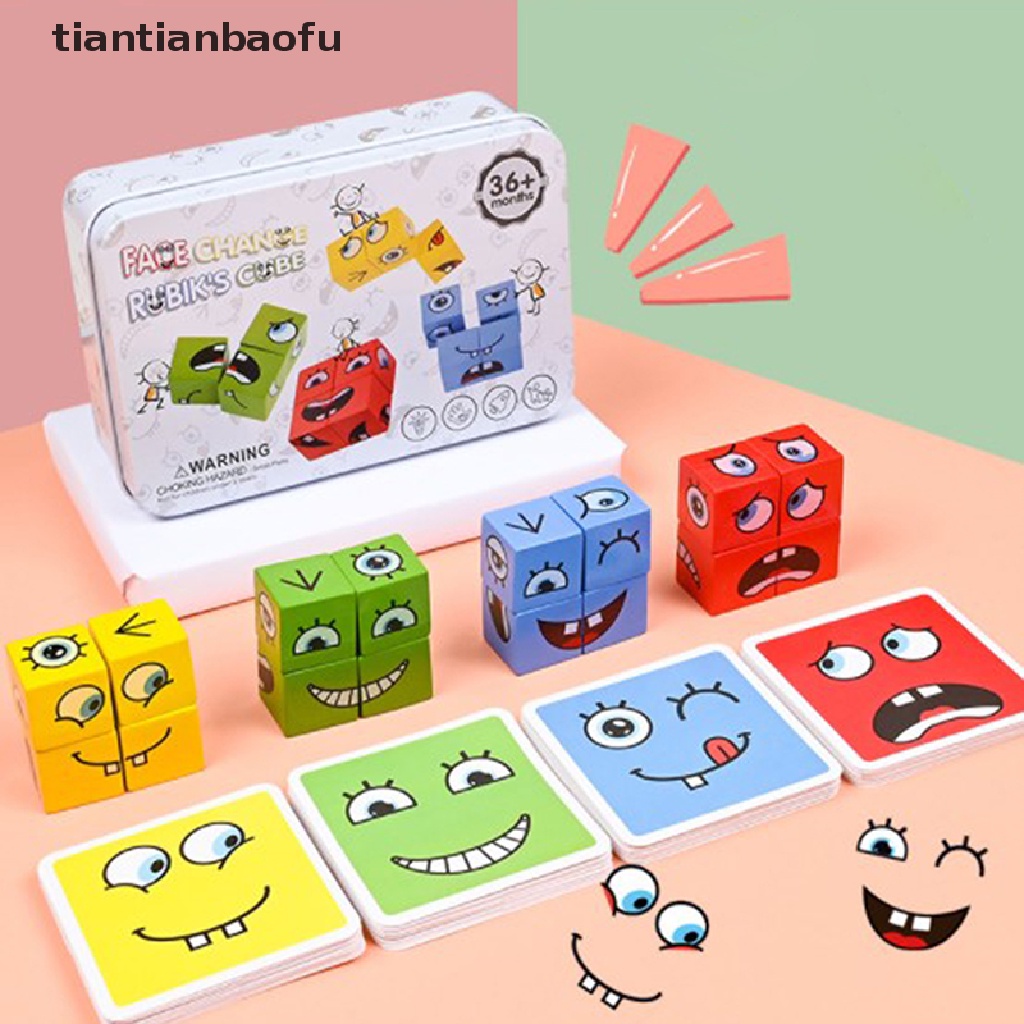 [tiantianbaofu] Facechanging Magic Cube Building BlockGame Matching Expression Puzzle Mainan Butik