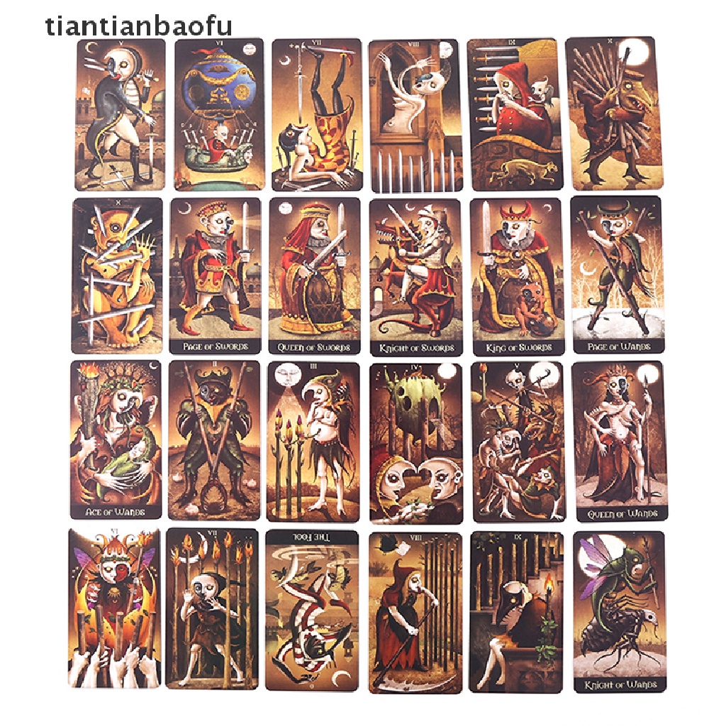 [tiantianbaofu] Besi Kotak Deviant Moon Tarot Kartu Ramalan Ramalan Deck Party Game w/Butik Manual