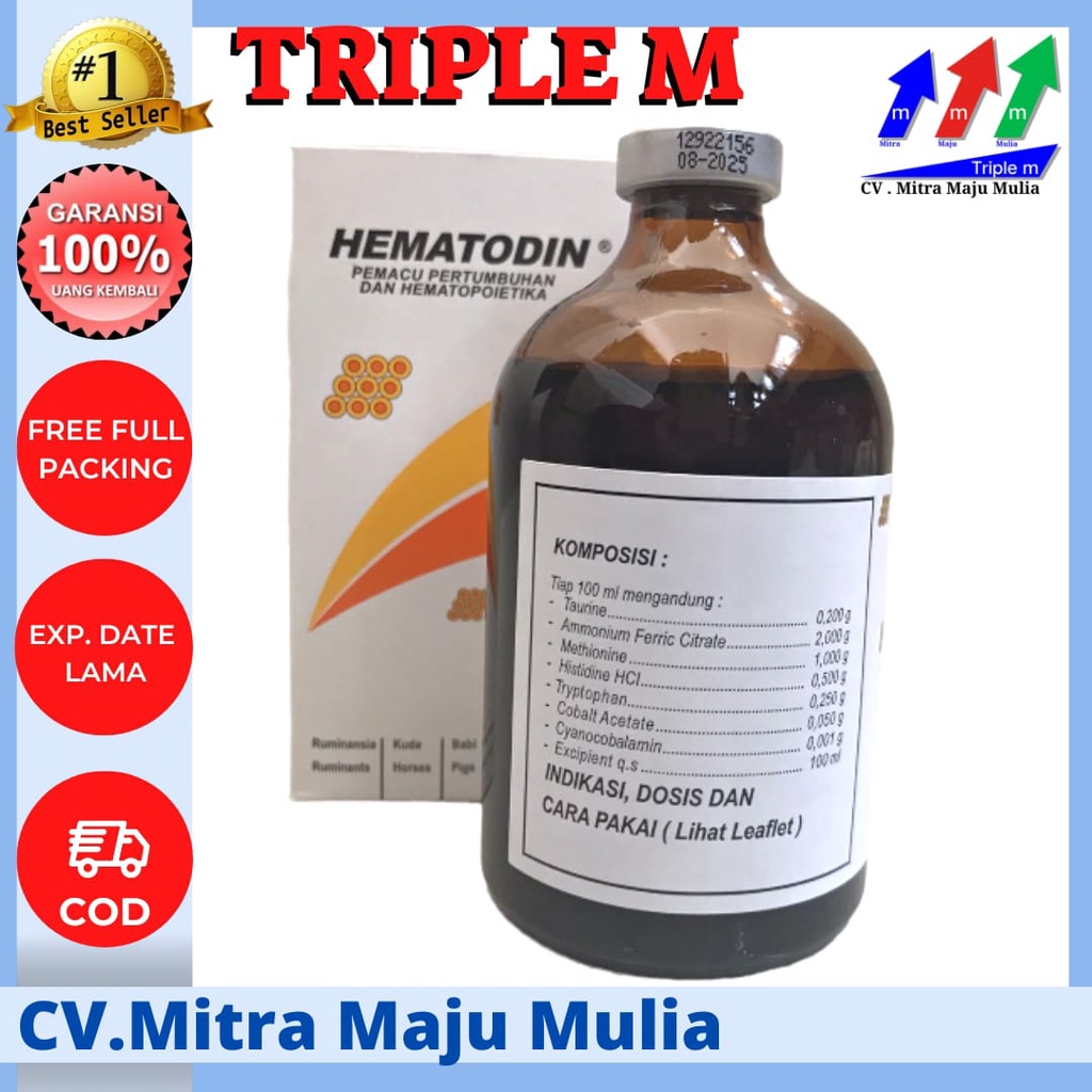 Hematodin 50 ml Hematodin 100 ml ROMINDO - Pemacu Pertumbuhan dan Hematopoetik hewan