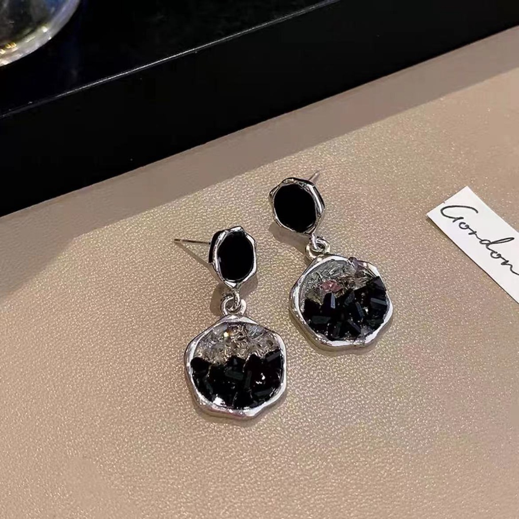 Anting Kristal Hitam Perak S925 2023anting Baru Perempuan