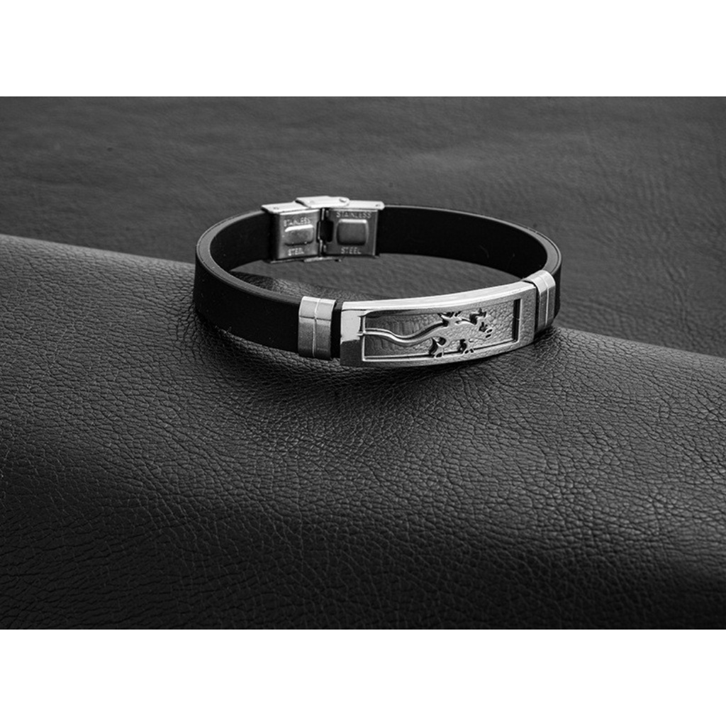 Z H Perhiasan Vintage Hip Hop Rock Stainless Steel Cicak Silikon Gelang Untuk Pria Dan Wanita Fashion Bintang Gelang Hip Hop Pesta Perhiasan Aksesoris