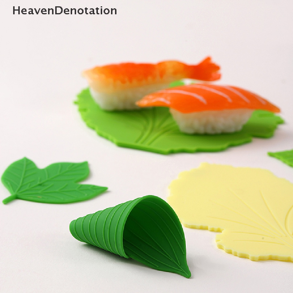 [HeavenDenotation] 1set Daun Bento Dish Cup Pemisah Makan Siang Sushi Rice Ball Mat Decor Aksesoris HDV