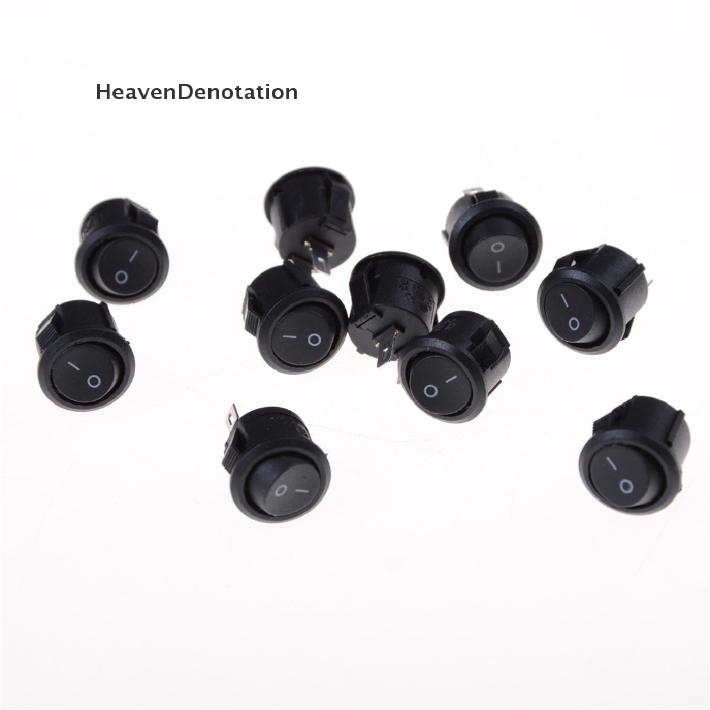 [HeavenDenotation] 10pcs 16mm Saklar Rocker Kapal Bulat Kecil 2pin ON-OFF Rocker Switch HDV