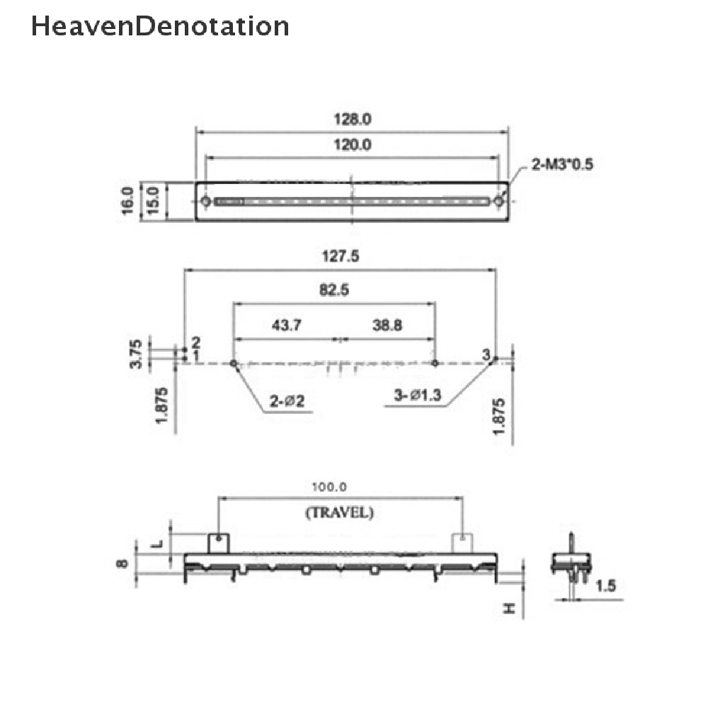 [HeavenDenotation] 128mm Mixer Fader B10K Single Dan Dual Channel B103 Potensiometer Sliding Lurus Panjang Total 12.8cm Tak100 HDV