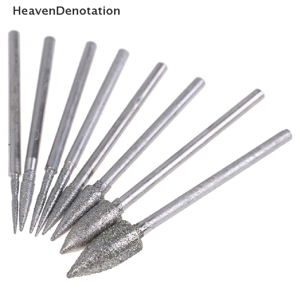 [HeavenDenotation] 8pcs diamond grinding head polishing needle bits burrs Alat Ukir Batu Logam HDV