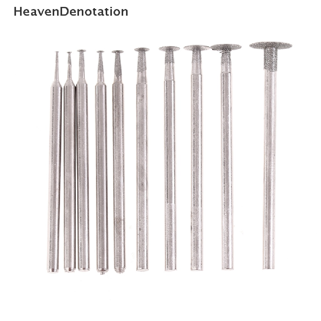 [HeavenDenotation] 10pcs Aksesori Mata Gerinda Ultra-Tipis T Head Shank Diamond Mounted Point Tool HDV