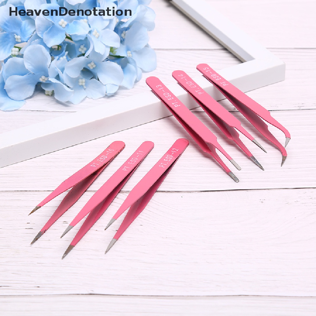 [HeavenDenotation] Profesional pink Penjepit Alis Kecantikan Rambut Miring Stainless Steel Tweezer HDV