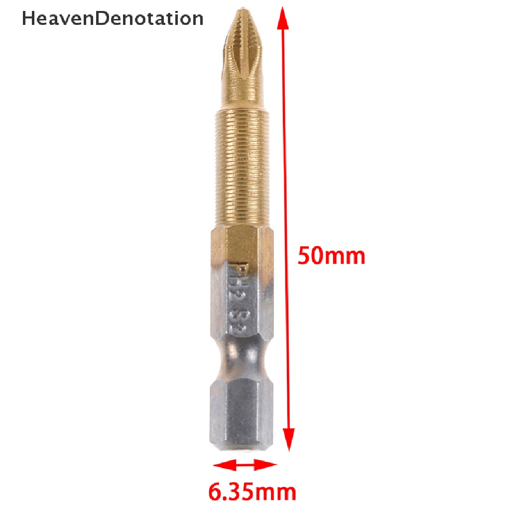 [HeavenDenotation] 5mata Obeng Elektrik hex shank PH2 Tahan Lama anti slip titanium coated 50mm HDV