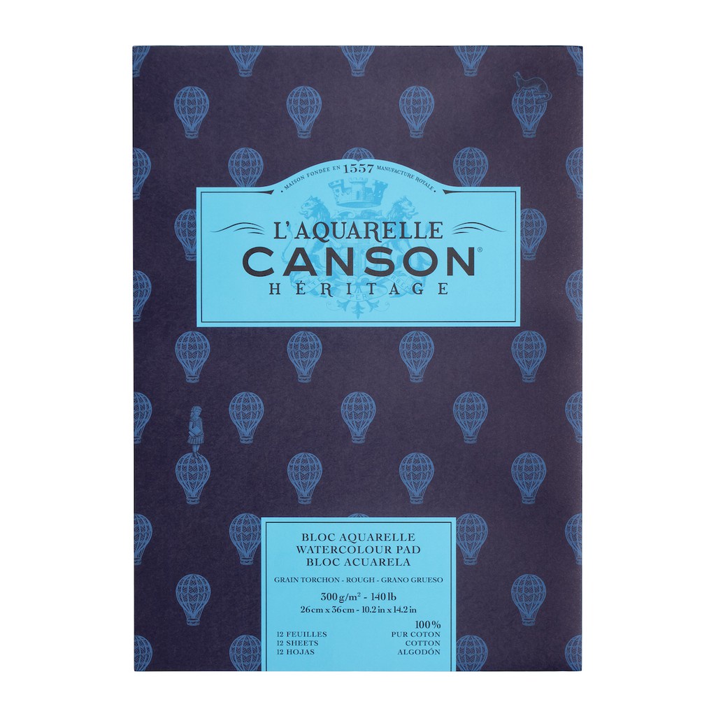 

Canson Héritage Kertas Gambar Lukis Watercolor Pad Rough Grain 12 Lembar 26x36cm