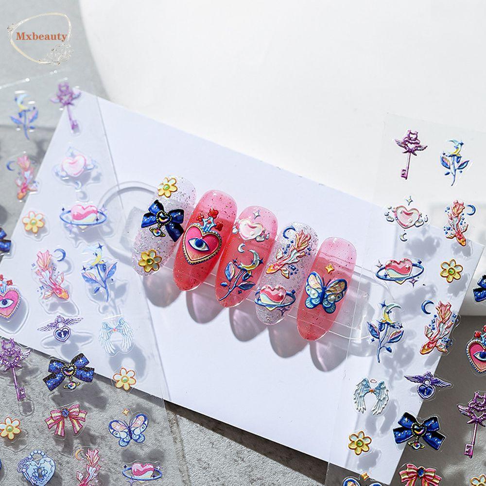 Mxbeauty Kartun Stiker Kuku Fashion 3D Relief Ternak Penguin Ikatan Simpul Perekat Diri Nail Art Dekorasi