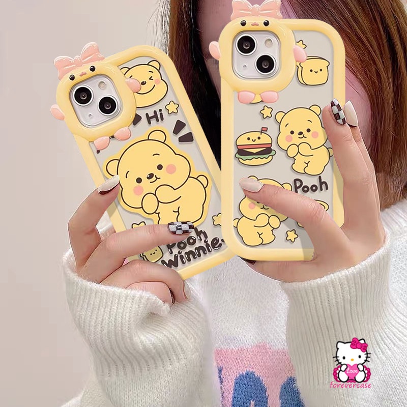 Casing Kartun Winnie the Pooh Redmi Note11 10 Pro 8 9 10s 11 Pro+11s Redmi 9C 9T A1+10 10A 10C 9A A1 9 POCO X3 Pro NFC M3 Mi 11 Lite 3D Ikatan Simpul Lensa Monster Kecil Sarung Soft Cover