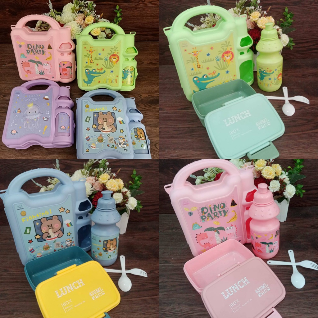 Kotak Bekal Koper / Tas Bekal Set anak  karakter / Lunch Box Kids Tempat bekal anak ISTANAONLINEKU