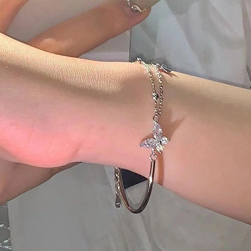Gelang Kupu-Kupu Fashion Zircon Alloy Untuk Wanita