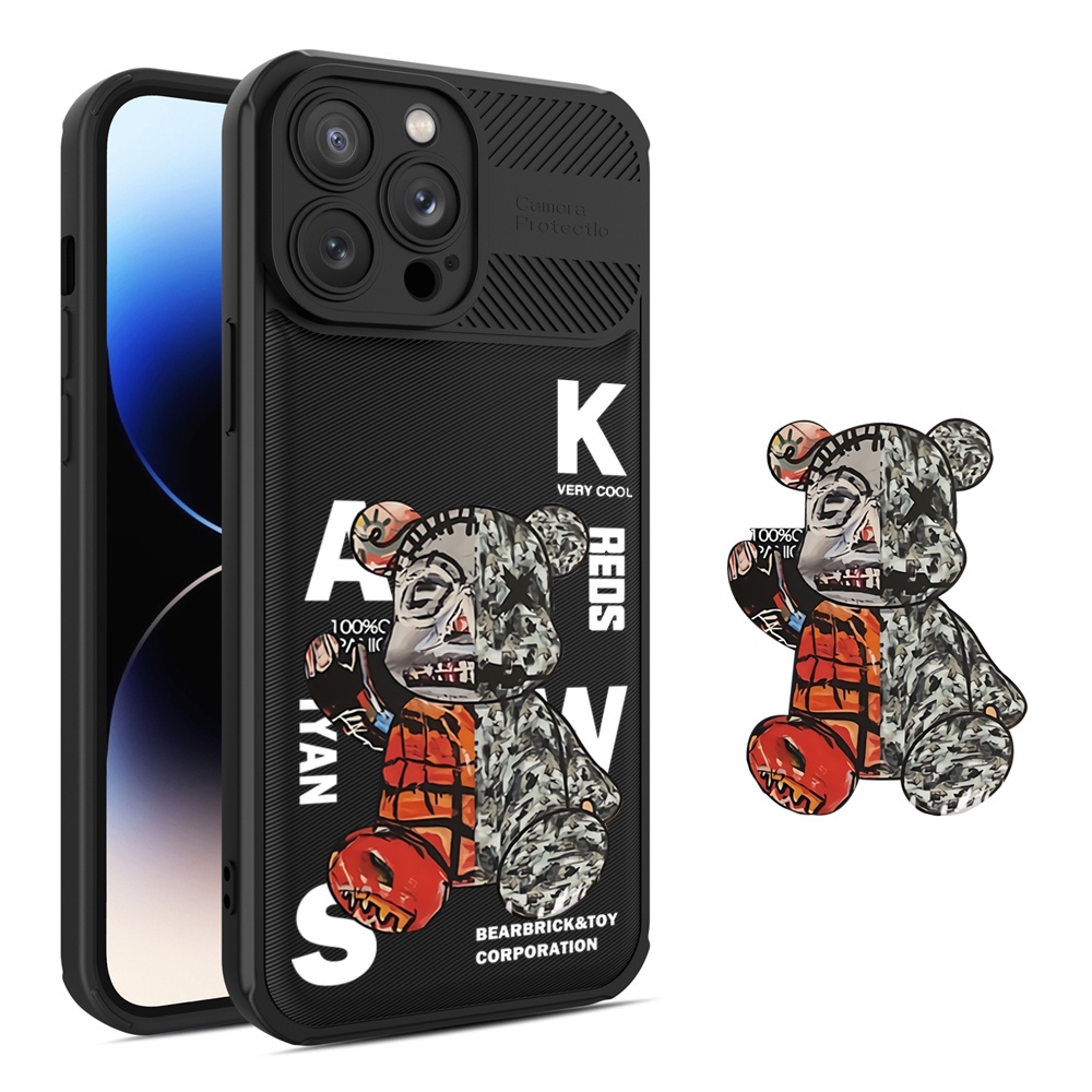 Camo Bearbrick Case Realme C55 Realme 10c35 C33 C31 C21Y C25Y C25 C25S C15 C12 C3 C2 Realme 5i 5S 6i C3 Serat Karbon Cross Grain Phone Cover